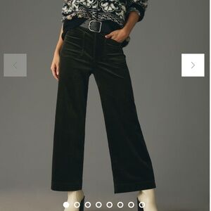 The Colette Cropped Wide-Leg Corduroy Pants by Maeve - Green Motif- Size 26p